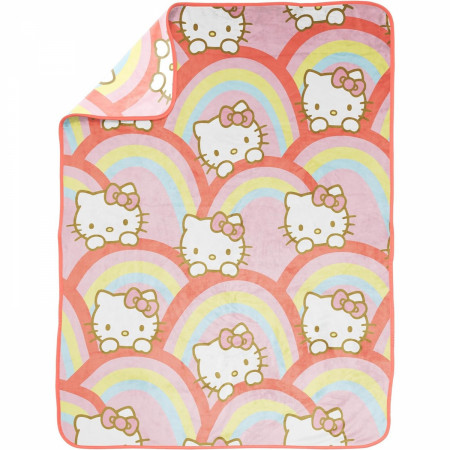 Hello Kitty Peeking Through The Rainbow 40" X 50" Throw Blanket